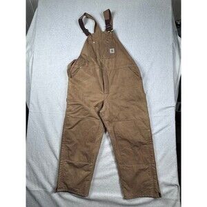 Carhartt Men's Duck Brown 46x30 Insulated Workwear Bib Overalls Made In USA